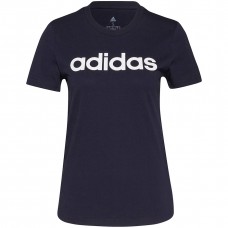adidas Essentials Slim Logo moteriški marškinėliai, tamsiai mėlyni adidas Essentials Slim Logo moteriški marškinėliai, tamsiai mėlyni