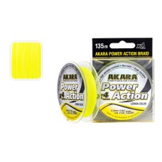 Pintas Valas AKARA Power Action X-4 Geltonas, Ilgis 135m, Storis 0,20mm, Testas 15,1kg.
