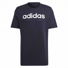 Vyriški adidas Essentials Single Jersey Linear Embroidered Logo marškinėliai, tamsiai mėlyni Vyriški adidas Essentials Single Jersey Linear Embroidered Logo marškinėliai, tamsiai mėlyni