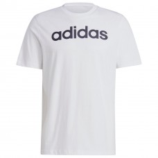 Vyriški adidas Essentials Single Jersey Linear Embroidered Logo marškinėliai, balti Vyriški adidas Essentials Single Jersey Linear Embroidered Logo marškinėliai, balti