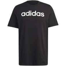 Vyriški marškinėliai adidas Essentials Single Jersey Linear Embroidered Logo , juodi